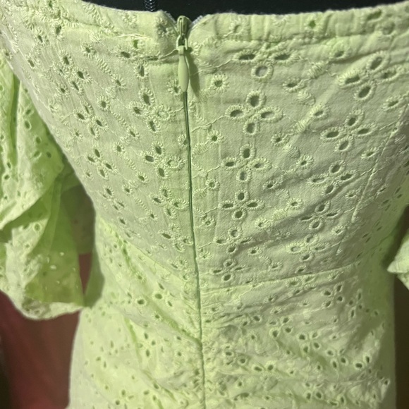 Lime green off the shoulders mini dress, size small - Picture 8 of 12